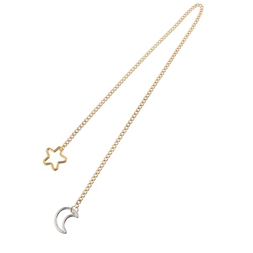 FOYTOKI Verstellbare Punk Gothic Halskette mit Goldfarbenem Mond und Stern Anhänger Y Förmige Grobe Gliederkette Verstellbar für Damen und Herren Statement Schmuck für Partys und Alltag von FOYTOKI