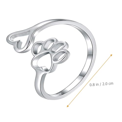 FOYTOKI Verstellbarer Offener Damenring mit Pfotenabdruck und Herz Leichter Schmuck aus Langlebiger Legierung Eleganter Kratzfester Finger für Frauen und Mädchen von FOYTOKI
