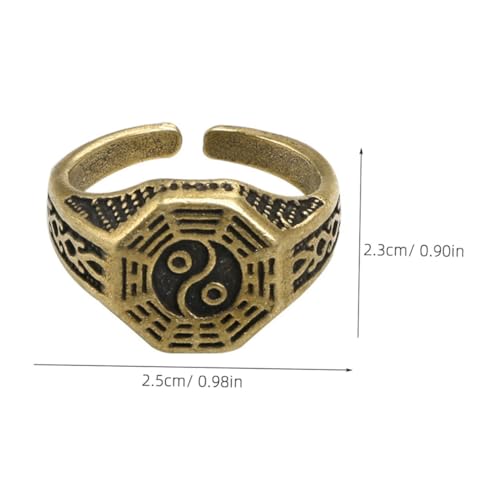 FOYTOKI Verstellbarer Taoismus Ring Offener Bandring Jang Design Herren Schmuck Geschenk von FOYTOKI