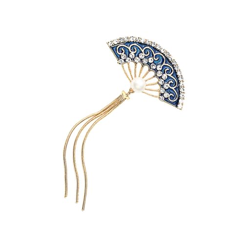 FOYTOKI Vintage Brosche Damen Fan Design mit Quasten Emaille und Strass Anstecknadel für Kleidung Pullover Jacken und Festliche Anlässe von FOYTOKI
