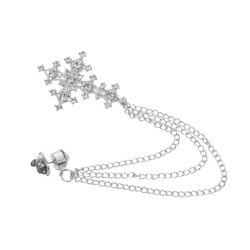 FOYTOKI Vintage Cross Tassel Chain Lapel Pin mit Funkelnden Strasssteinen Punk Style Brosche für Anzug Pullover und Mantel Modisches Metall-accessoire für Damen und Herren von FOYTOKI