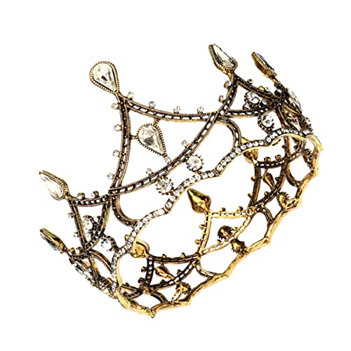 FOYTOKI Vintage Krone Dekorative Hochzeit Junge Mädchen Kopfschmuck Party Schmuck Blattkrone Hochzeitsdeko Goldene Haarkrone von FOYTOKI