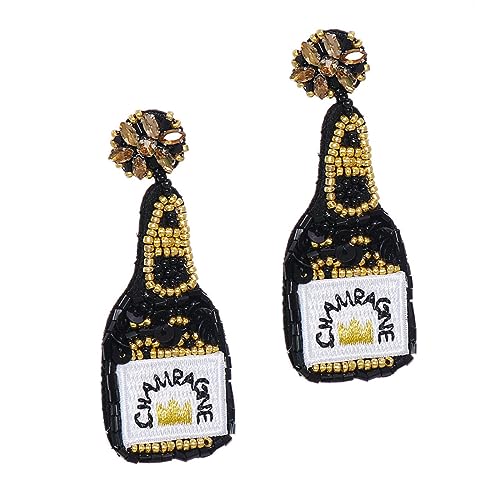 FOYTOKI Vintage Weinflasche Ohrringe Damen Handgefertigt mit Perlen und Pailletten Retro Stil Modisches Accessoire für Geburtstag Valentinstag Muttertag Auffälliger Schmuck FOYTOKI Vintage Weinflasche Ohrringe Damen Handgefertigt mit Perlen und Pailletten Retro Stil Modisches Accessoire für Geburtstag Valentinstag Muttertag Auffälliger Schmuck von FOYTOKI