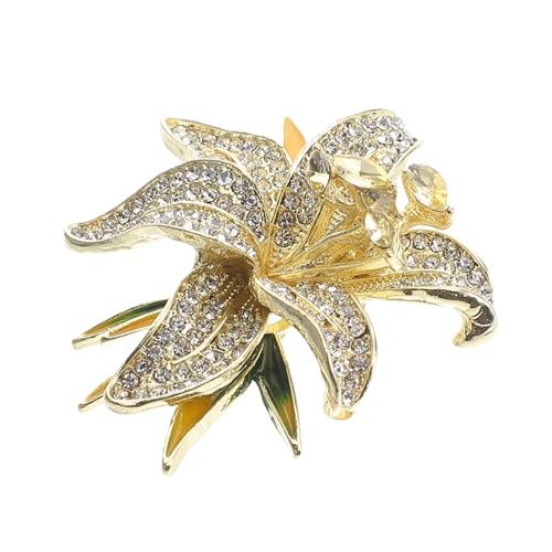 FOYTOKI Voll Strassbesetzte Lilienblüten Brosche Damen Anstecknadel Funkelnde Dekoration für Jacken Stolen Kleidung Schmuck Accessoire für Frauen Mutter von FOYTOKI