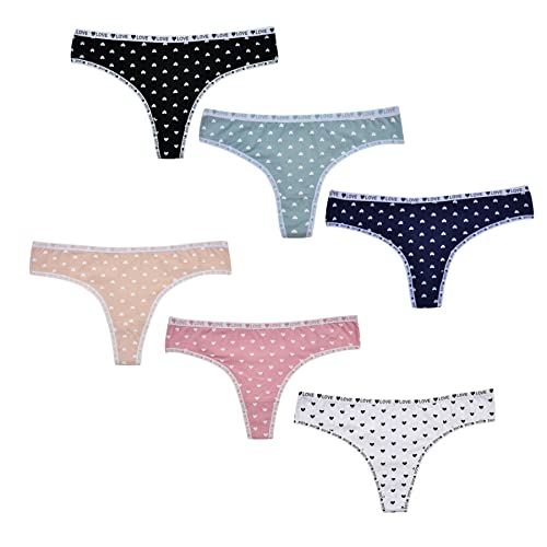 FP DE POWER FLOWER 6er-Pack String Tanga Damen String Aus Baumwolle G String Tangas für Damen T-Back-Slips Multipack S-XL (60029, L-XL) von FP DE POWER FLOWER