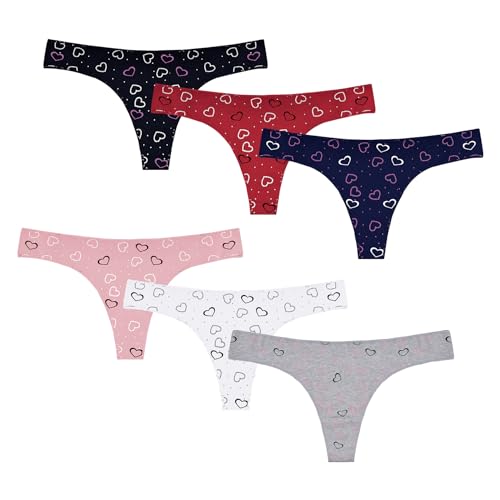 FP DE POWER FLOWER 6er-Pack String Tanga Damen String Aus Baumwolle G String Tangas für Damen T-Back-Slips Multipack S-XL (6866, S-M) von FP DE POWER FLOWER