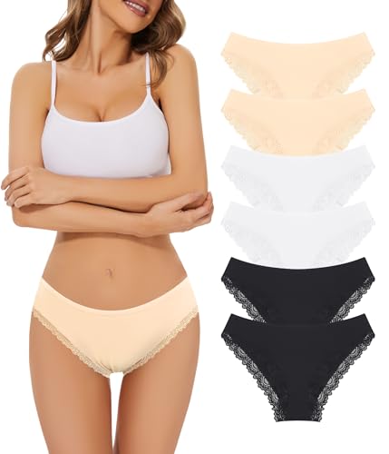 POWER FLOWER Damen-Brazilian-Slips mit Spitze – Weiche Baumwolle, frecher Schnitt – Bequeme und schmeichelhafte Damenunterwäsche (6507-Classic, S-M) von POWER FLOWER