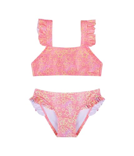 POWER FLOWER Mädchen Badeanzug Zwei-Teile Bikini Sets Tankini Sets Schwimmanzug für Mädchen 2-14 Jahre (4-6 Years, 66658-Light Orange) von POWER FLOWER