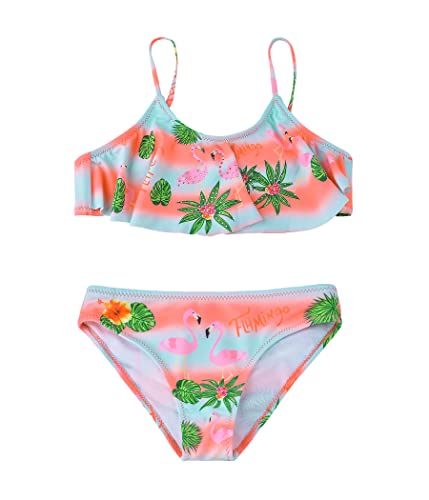 FP DE POWER FLOWER Mädchen-Badeanzug Zweiteilige Bademode mit Rüschen Badeanzug Tankini-Set Bademode für Kleinkinder von 2-16 Jahren (10-12 Years, 66620-Orange) von FP DE POWER FLOWER