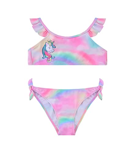 FP DE POWER FLOWER Mädchen-Badeanzug Zweiteilige Bademode mit Rüschen Badeanzug Tankini-Set Bademode für Kleinkinder von 2-16 Jahren (2-4 Years, 66612-Pink) von FP DE POWER FLOWER