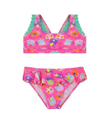 FP DE POWER FLOWER Mädchen-Badeanzug Zweiteilige Bademode mit Rüschen Badeanzug Tankini-Set Bademode für Kleinkinder von 2-16 Jahren (4-6 Years, LA503-Pink) von FP DE POWER FLOWER