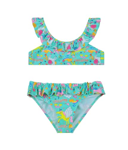 FP DE POWER FLOWER Mädchen-Badeanzug Zweiteilige Bademode mit Rüschen Badeanzug Tankini-Set Bademode für Kleinkinder von 2-16 Jahren (4-6 Years, LA599-Green) von FP DE POWER FLOWER