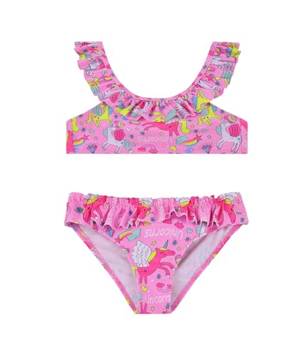 FP DE POWER FLOWER Mädchen-Badeanzug Zweiteilige Bademode mit Rüschen Badeanzug Tankini-Set Bademode für Kleinkinder von 2-16 Jahren (4-6 Years, LA599-Pink) von FP DE POWER FLOWER