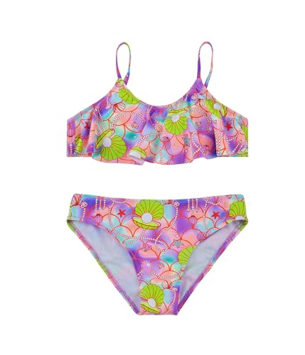 FP DE POWER FLOWER Mädchen-Badeanzug Zweiteilige Bademode mit Rüschen Badeanzug Tankini-Set Bademode für Kleinkinder von 2-16 Jahren (6-8 Years, LA550-Purple) von FP DE POWER FLOWER