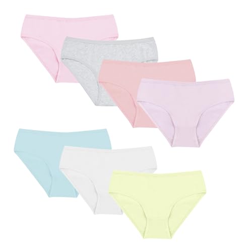 Mädchen Baumwoll-Slips Multipack – Weiche und Bequeme Unterhosen, Kinderunterwäsche für 2-12 Jahre (7er-Pack) (6135-Combo4, 11-12 Years) von POWER FLOWER
