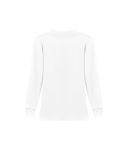 POWER FLOWER Mädchen Thermo-Langarmshirt mit Fleecefutter – Baselayer mit Stehkragen für kalte Tage (11-12 Years, LY133-White) von POWER FLOWER