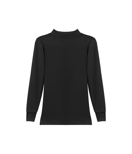 POWER FLOWER Mädchen Thermo-Langarmshirt mit Fleecefutter – Baselayer mit Stehkragen für kalte Tage (3-4 Years, LY133-Black) von POWER FLOWER