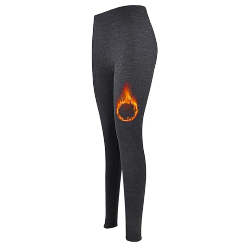 FP DE POWER FLOWER Thermo Fleece Leggings für Damen Leggings mit Fleece-Futter Damen Fleece Leggings mit Hohem Bund Stretc Extra Komfort Winter Leggings S/M/L/XL (90010-Grey, L-XL) von FP DE POWER FLOWER