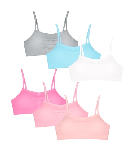 Nahtloser Mädchen-Trainings-BH mit Abnehmbare Polster Mehrfarbiger Mädchen-Sport-BH mit Trägern für 8–14 Jahre (3361-U, 12-14 Years) von POWER FLOWER