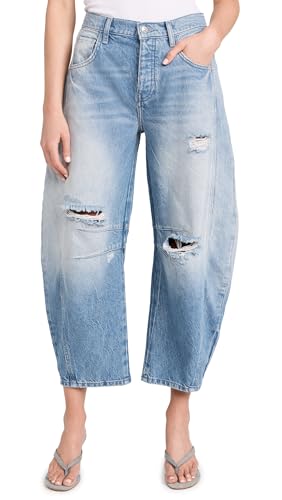 Free People Damen We The Free Good Luck Mid-Rise Barrel Jeans, Barnyard Blue, 29 von FP Movement