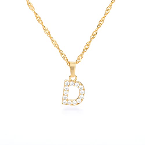 Buchstaben Kette Personalisierte Halskette mit Initial Buchstaben Anhänger Alphabet A-Z Buchstabenkette Damen Gold Kette Namenskette Geschenk für Frauen Weihnachten Geburtstag Valentinstag (D) von FPEAOB