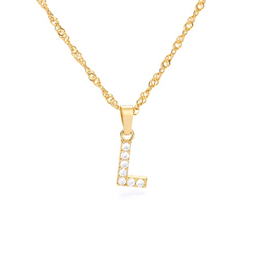 Buchstaben Kette Personalisierte Halskette mit Initial Buchstaben Anhänger Alphabet A-Z Buchstabenkette Damen Gold Kette Namenskette Geschenk für Frauen Weihnachten Geburtstag Valentinstag L von FPEAOB