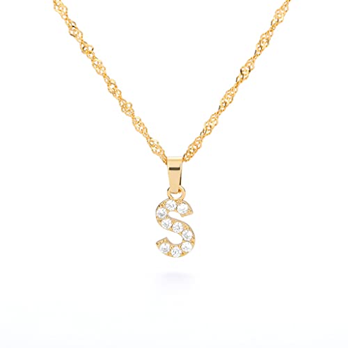 Buchstaben Kette Personalisierte Halskette mit Initial Buchstaben Anhänger Alphabet A-Z Buchstabenkette Damen Gold Kette Namenskette Geschenk für Frauen Weihnachten Geburtstag Valentinstag (S) von FPEAOB