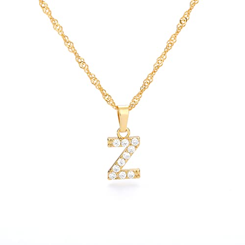 Buchstaben Kette Personalisierte Halskette mit Initial Buchstaben Anhänger Alphabet A-Z Buchstabenkette Damen Gold Kette Namenskette Geschenk für Frauen Weihnachten Geburtstag Valentinstag (Z) von FPEAOB