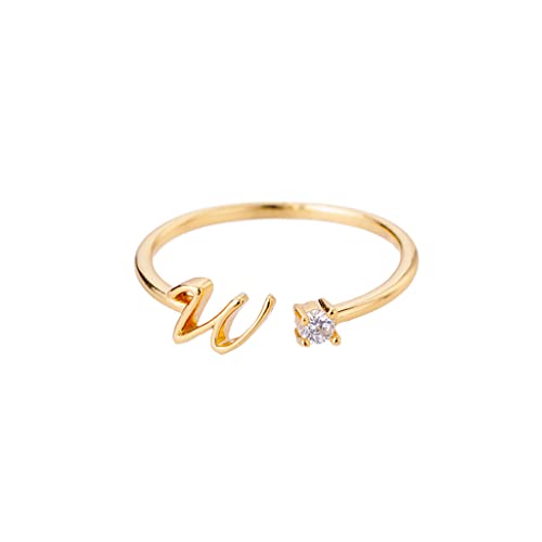 Buchstaben Ringe Frauen Gold Ring mit Buchstaben Verstellbar Ring Damen Offener Rings Initial Buchstabe A-Z Ring mit Namen Modeschmuck Damenring Minimalistisch Stapelbare Ringe Geschenk für Frauen (W) von FPEAOB