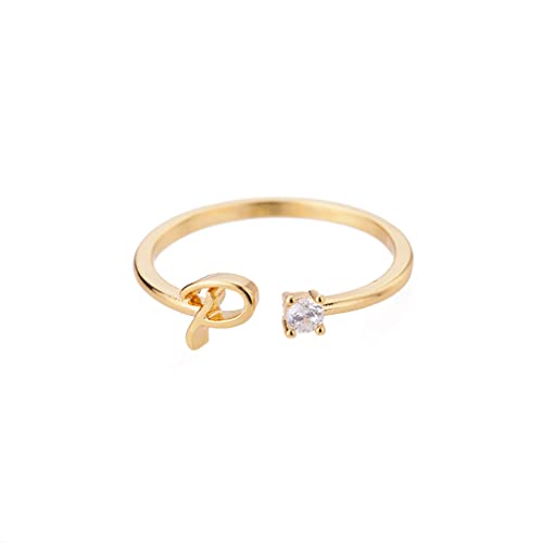 Buchstaben Ringe Frauen Gold Ring mit Buchstaben Verstellbar Ring Damen Offener Rings Initial Buchstabe A-Z Ring mit Namen Modeschmuck Damenring Minimalistisch Stapelbare Ringe Geschenk für Frauen (P) von FPEAOB