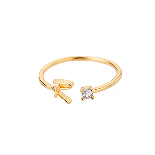 Buchstaben Ringe Frauen Gold Ring mit Buchstaben Verstellbar Ring Damen Offener Rings Initial Buchstabe A-Z Ring mit Namen Modeschmuck Damenring Minimalistisch Stapelbare Ringe Geschenk für Frauen (R) von FPEAOB