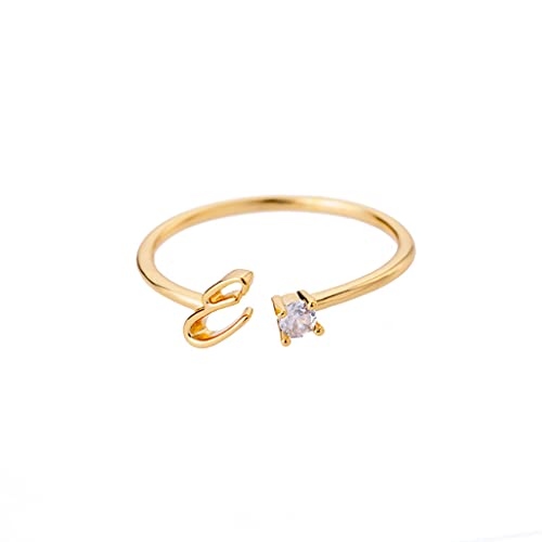 Buchstaben Ringe Frauen Gold Ring mit Buchstaben Verstellbar Ring Damen Offener Rings Initial Buchstabe A-Z Ring mit Namen Modeschmuck Damenring Minimalistisch Stapelbare Ringe Geschenk für Frauen (E) von FPEAOB