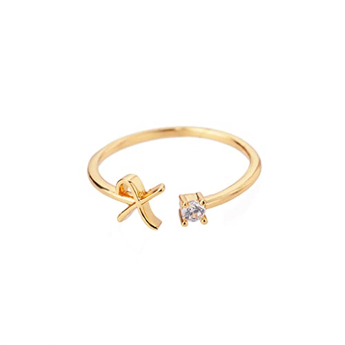 Buchstaben Ringe Frauen Gold Ring mit Buchstaben Verstellbar Ring Damen Offener Rings Initial Buchstabe A-Z Ring mit Namen Modeschmuck Damenring Minimalistisch Stapelbare Ringe Geschenk für Frauen (X) von FPEAOB