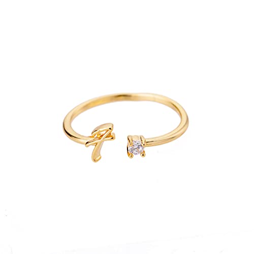 Buchstaben Ringe Frauen Gold Ring mit Buchstaben Verstellbar Ring Damen Offener Rings Initial Buchstabe A-Z Ring mit Namen Modeschmuck Damenring Minimalistisch Stapelbare Ringe Geschenk für Frauen (F) von FPEAOB