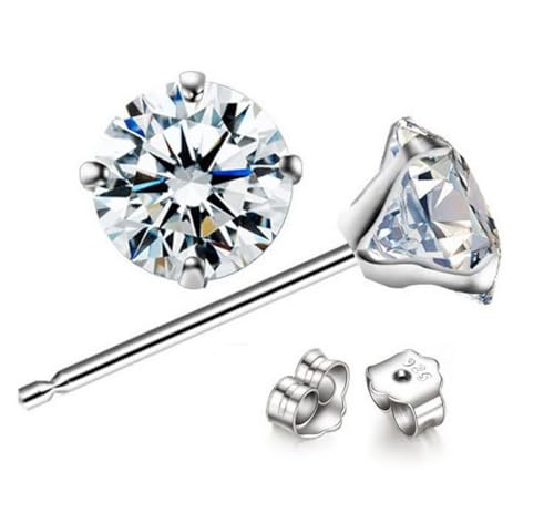 Jaetech House Ohrstecker Silber Damen Ohrringe 925 Sterling Silber Funkeln Kubisches 3A Würfel-Zirkonia Ohrringe für Damen 6mm, Schmuck mit Schmuckkästchen (6mm) MEHRWEG von FPEAOB