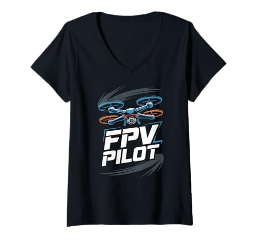 Damen FPV Pilot Drohne Racing Quadcopter Freestyle FPV T-Shirt mit V-Ausschnitt Damen FPV Pilot Drohne Racing Quadcopter Freestyle FPV T-Shirt mit V-Ausschnitt von FPV Drone Racing Quadcopter Pilot Freestyle