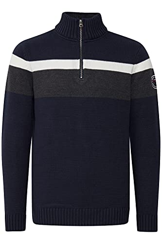 FQ1924 Edvin Herren Strickpullover Troyer Grobstrick Pullover mit Stehkragen, Größe:M, Farbe:Navy Blazer (193923) von FQ1924