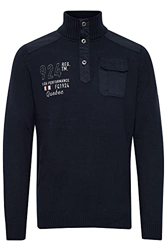 FQ1924 Erlong Herren Strickpullover Troyer Grobstrick Pullover mit Stehkragen, Größe:L, Farbe:Navy Blazer (193923) von FQ1924