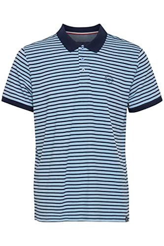 FQ1924 FQCorin Herren Poloshirt Polohemd T-Shirt gestreift mit Knopfleiste, Größe:3XL, Farbe:Powder Blue (144214) von FQ1924