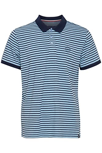 FQ1924 FQCorin Herren Poloshirt Polohemd T-Shirt gestreift mit Knopfleiste, Größe:XL, Farbe:Powder Blue (144214) von FQ1924