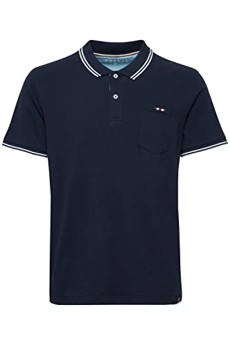FQ1924 FQElvar Herren Poloshirt Polohemd Basic Polokragen Stickerei Yarn-Dyed Regular Fit Hochwertiges Baumwoll-Pikee, Größe:2XL, Farbe:Navy Blazer (193923) von FQ1924