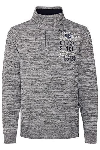 FQ1924 FQGudmund Troyer Herren Sweatshirt Pullover Sweater mit Stehkragen mit Reißverschluss und Druckknöpfen, Größe:M, Farbe:Charcoal Mix (200278) von FQ1924