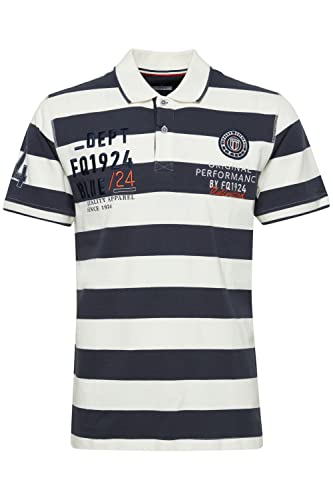 FQ1924 FQHarald Herren Poloshirt Polohemd gestreift Polokragen auffälliges Print und Stickereien Hochwertiges Baumwoll-Pikee Regular Fit, Größe:2XL, Farbe:Cloud Dancer (114201) von FQ1924
