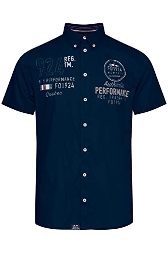 FQ1924 FQRontus Herren Kurzarmhemd Herrenhemd Hemd mit Kent Kragen aus 100% Baumwolle, Größe:L, Farbe:Navy Blazer (193923) von FQ1924