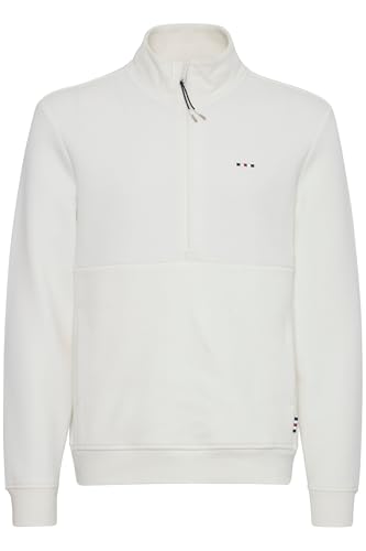 FQ1924 FQWilliam Herren Sweatshirt Pullover Troyer mit Eingrifftaschen Label-Details Baumwollmischung Regular fit, Größe:XXL, Farbe:Cloud Dancer (114201) von FQ1924