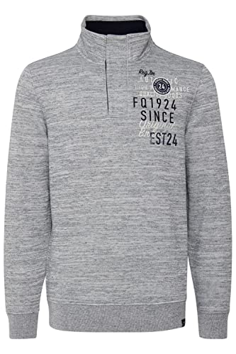 FQ1924 FQGudmund Troyer Herren Sweatshirt Pullover Sweater mit Stehkragen mit Reißverschluss und Druckknöpfen, Größe:L, Farbe:Pewter Mix (200277) von FQ1924