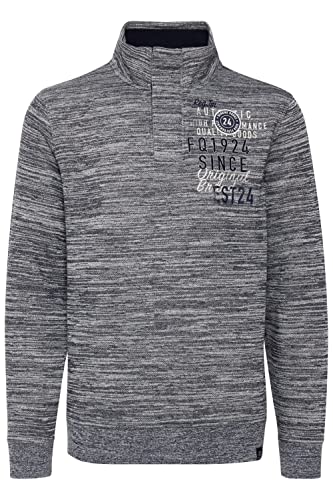 FQ1924 FQGudmund Troyer Herren Sweatshirt Pullover Sweater mit Stehkragen mit Reißverschluss und Druckknöpfen, Größe:XXL, Farbe:Navy Blazer Melange (1939231) von FQ1924