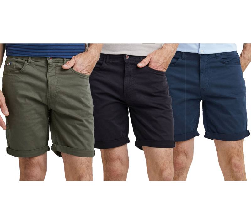 FQ1924 Josh Herren Freizeit-Bermuda Shorts Baumwoll-Hose mit Krempelsaum kurze Hose 21900320 in Navy, Schwarz oder Oliv-Grün von FQ1924
