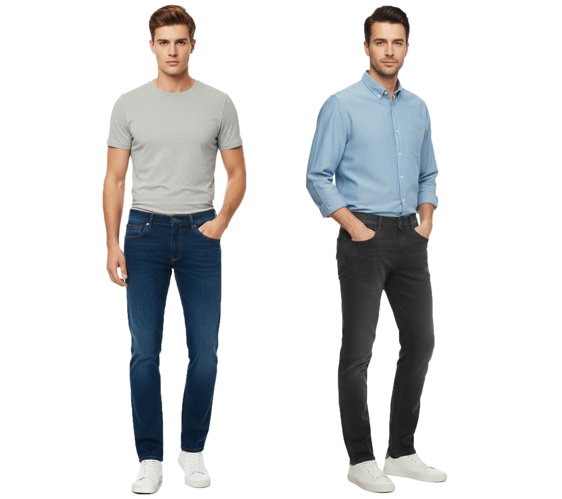 FQ1924 Juan Herren Jeans Regular-Fit Denim-Hose im 5-Pocket-Style Baumwoll-Hose 21900669 Grau oder Blau von FQ1924
