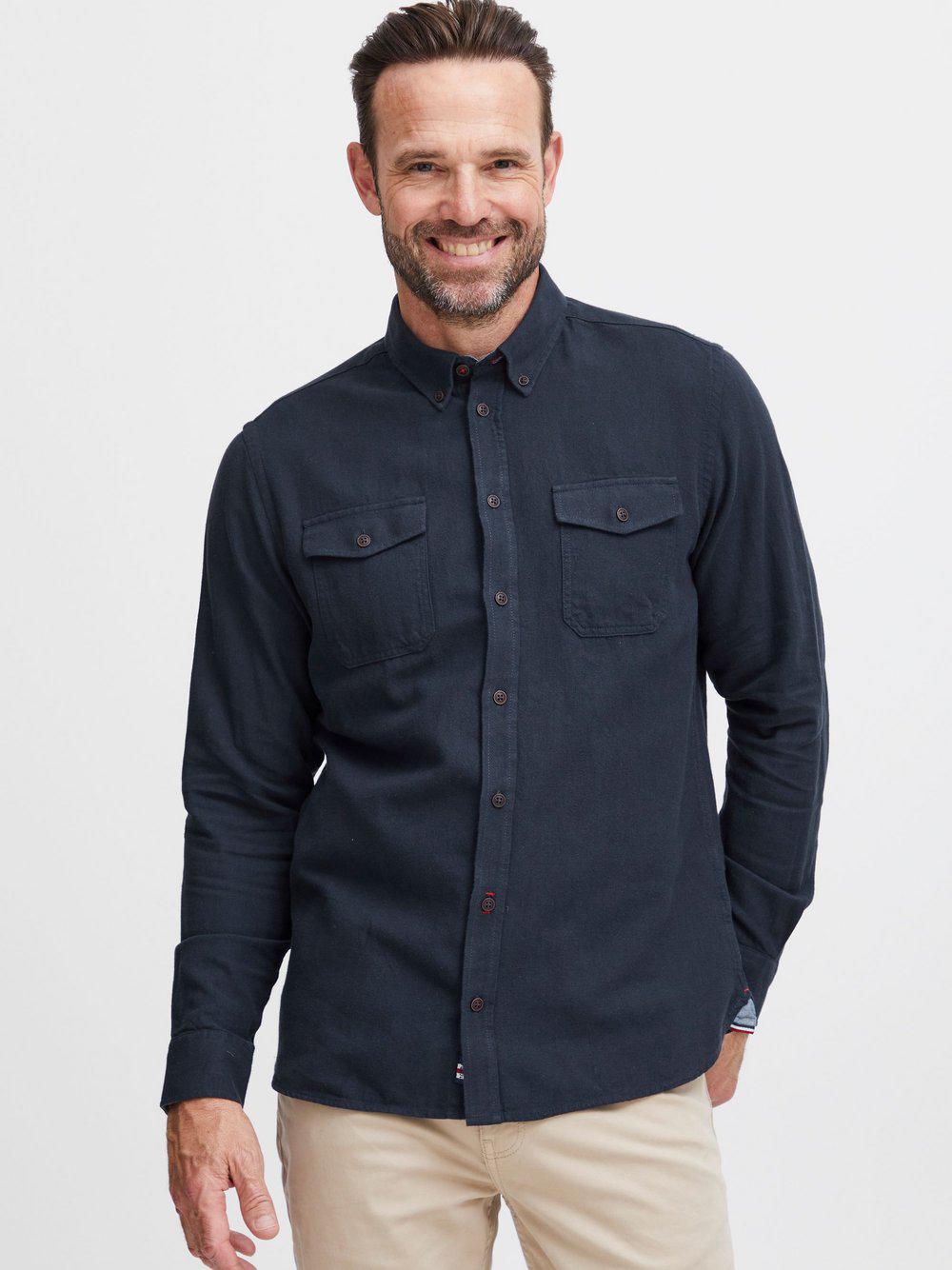 FQ1924 Langarmhemd Herren Regular Fit Baumwolle Button-Down, blau von FQ1924